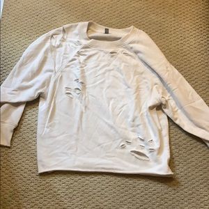 distressed sweatshirt(very wrinkled in photo)